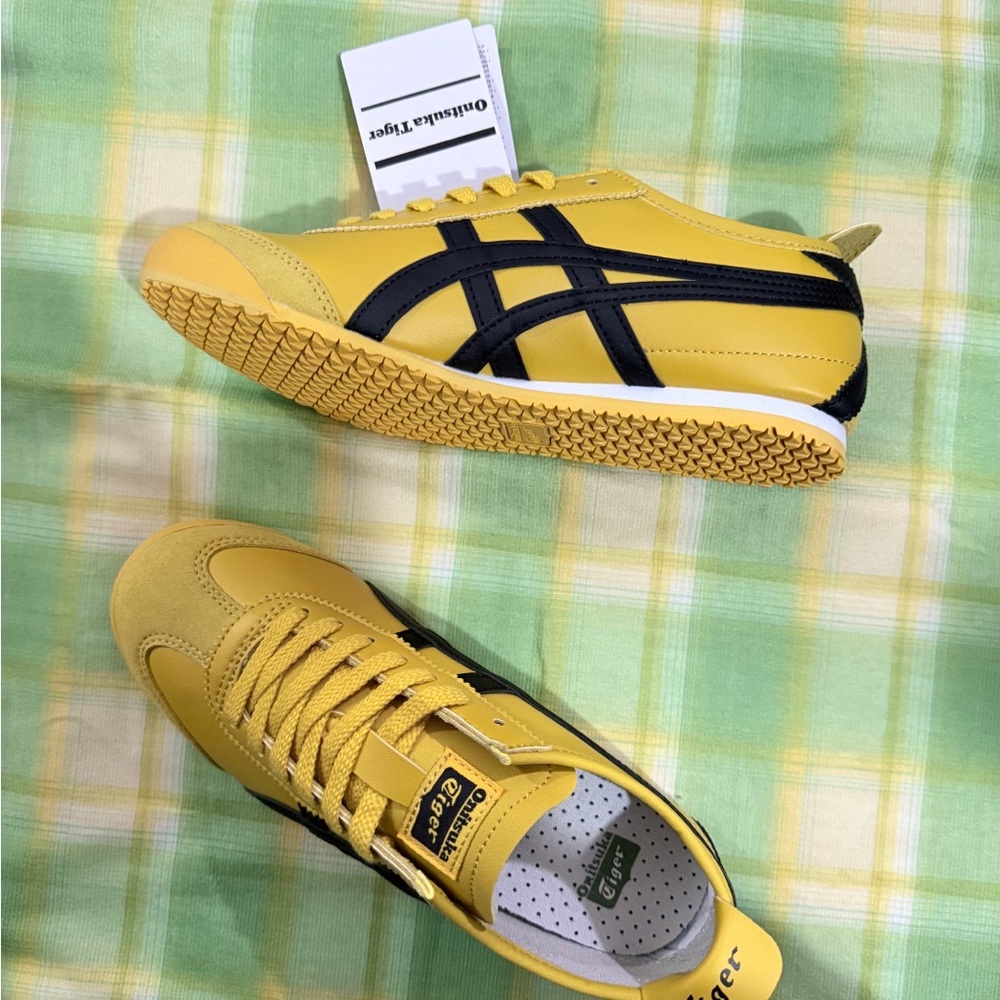 Onitsuka Tiger by Asics Yellow with Black Stripes Mexico 66 Sneakers - Picture 3 of 6